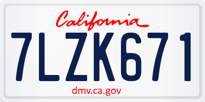 CA license plate 7LZK671