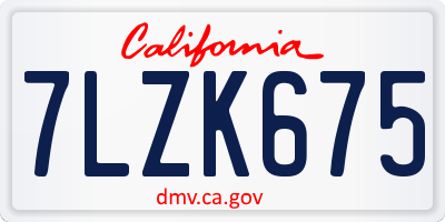 CA license plate 7LZK675