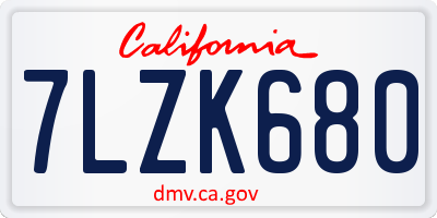 CA license plate 7LZK680