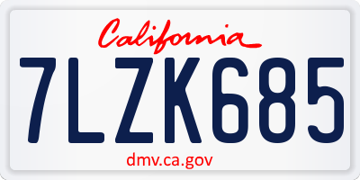 CA license plate 7LZK685
