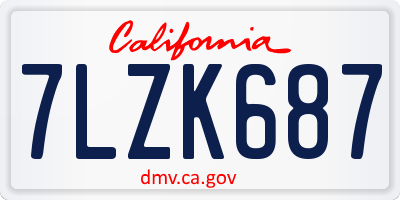 CA license plate 7LZK687