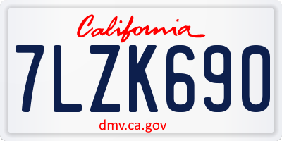 CA license plate 7LZK690