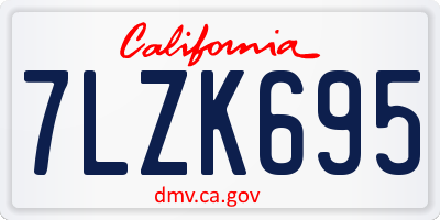 CA license plate 7LZK695