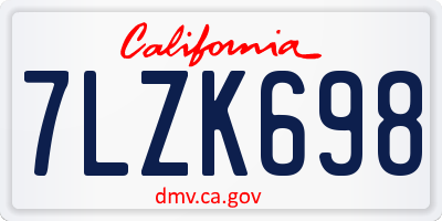 CA license plate 7LZK698