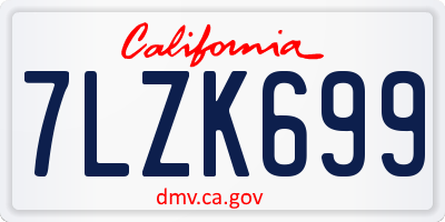 CA license plate 7LZK699