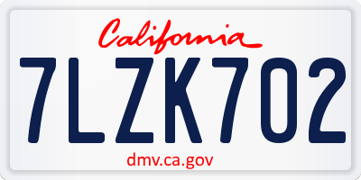 CA license plate 7LZK702