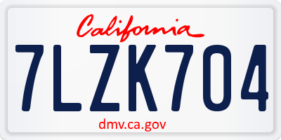 CA license plate 7LZK704