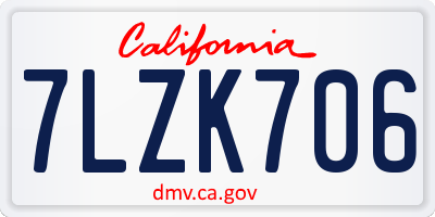 CA license plate 7LZK706