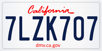 CA license plate 7LZK707