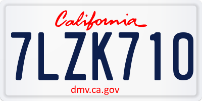 CA license plate 7LZK710