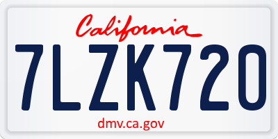 CA license plate 7LZK720