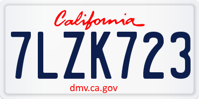 CA license plate 7LZK723