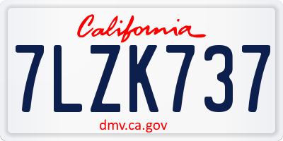 CA license plate 7LZK737