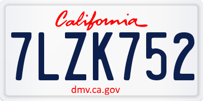 CA license plate 7LZK752