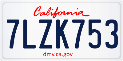 CA license plate 7LZK753