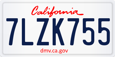 CA license plate 7LZK755