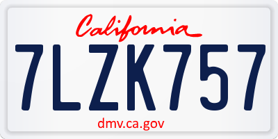 CA license plate 7LZK757