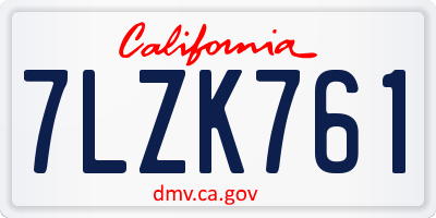CA license plate 7LZK761