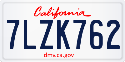 CA license plate 7LZK762