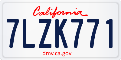 CA license plate 7LZK771