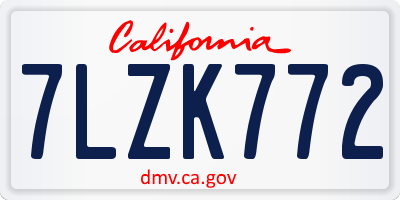 CA license plate 7LZK772