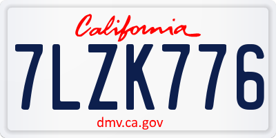 CA license plate 7LZK776