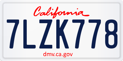 CA license plate 7LZK778