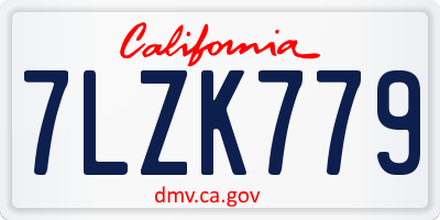 CA license plate 7LZK779