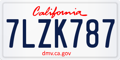 CA license plate 7LZK787