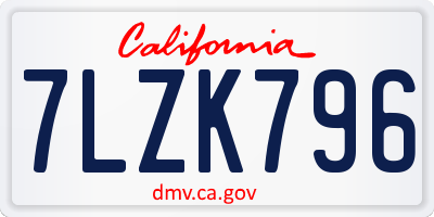 CA license plate 7LZK796