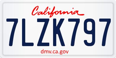 CA license plate 7LZK797