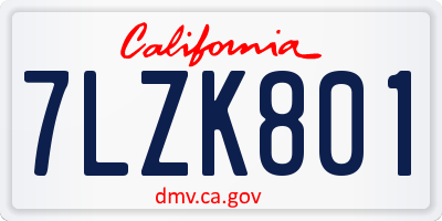 CA license plate 7LZK801