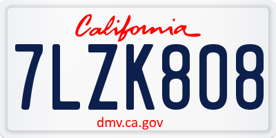 CA license plate 7LZK808