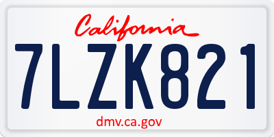 CA license plate 7LZK821