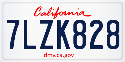 CA license plate 7LZK828