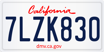 CA license plate 7LZK830