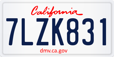CA license plate 7LZK831