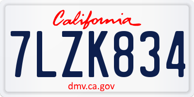 CA license plate 7LZK834