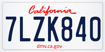 CA license plate 7LZK840