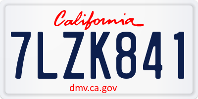 CA license plate 7LZK841