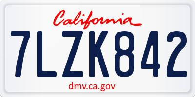 CA license plate 7LZK842
