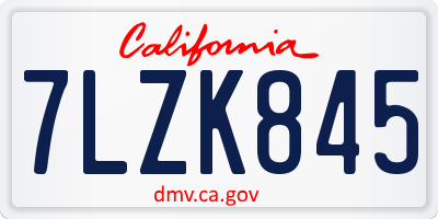CA license plate 7LZK845