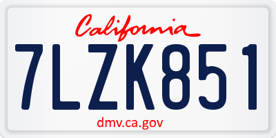 CA license plate 7LZK851