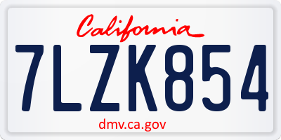 CA license plate 7LZK854