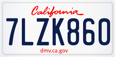 CA license plate 7LZK860