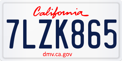 CA license plate 7LZK865