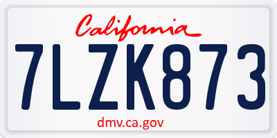 CA license plate 7LZK873