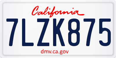 CA license plate 7LZK875