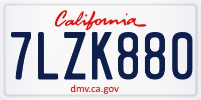 CA license plate 7LZK880