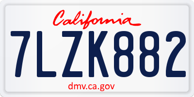 CA license plate 7LZK882
